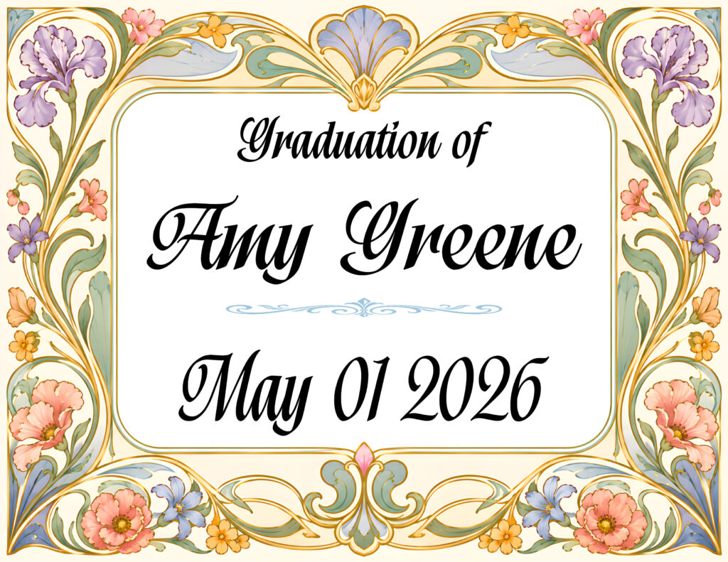 GRADUATION ON ART NOUVEAU 1 BORDER IN BLACK TEXT