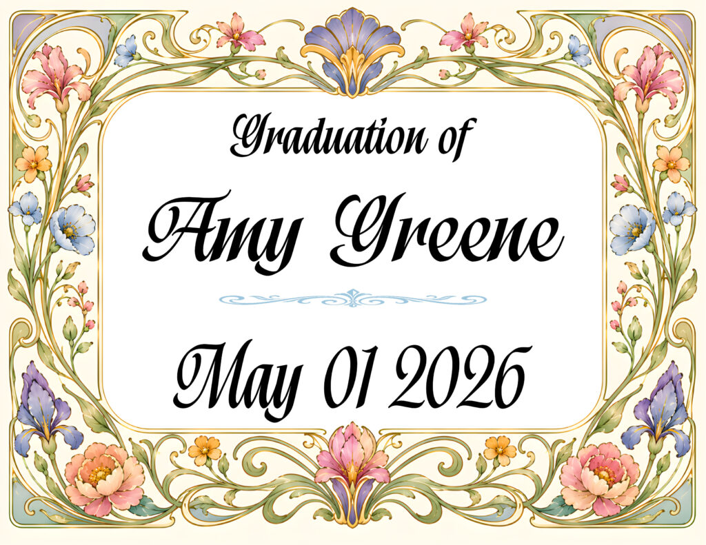 GRADUATION ON ART NOUVEAU 2 BORDER IN BLACK TEXT